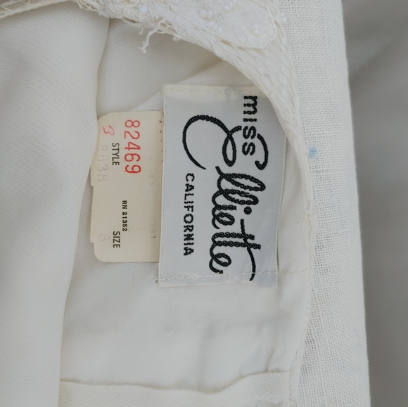 1960S VINTAGE White beaded- lace dress& accessorie - Picture 4 of 16